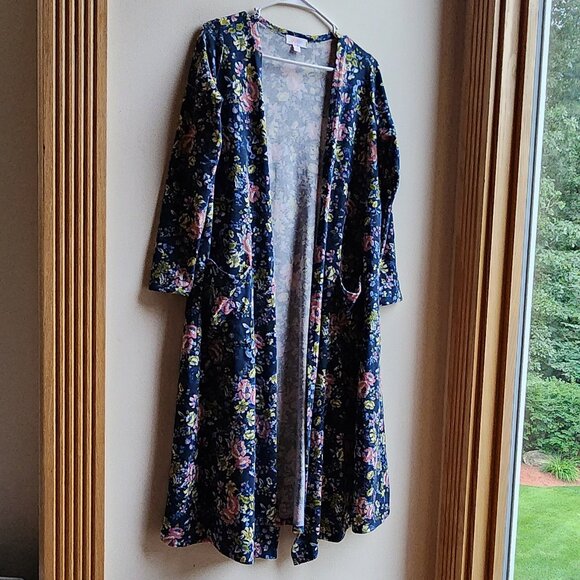 LuLaRoe Floral Long Open Cardigan Jersey Size Small - Picture 4 of 14